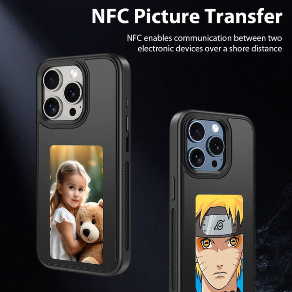 NFC Function Phone Case DIY Electronic Ink Case For iPhone 15 14 pro 3.7inch Screen Display Box Wireless Transmission Projection